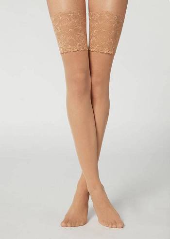 Calzedonia 20 Denier Opaque Thigh-Highs Ženske Stockings Smeđe | HR2953FM