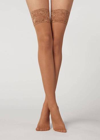 Calzedonia 20 Denier Sheer Thigh-Highs Ženske Stockings Bež Smeđe | HR2941MA