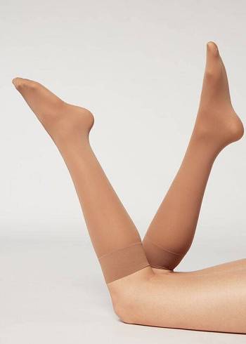 Calzedonia 30 Denier Semi Opaque Microfiber Knee-Highs Long Ženske Čarape Bež | HR1960DN