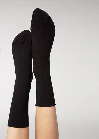 Calzedonia Ankle with Cashmere Short Ženske Čarape Crne | HR1846EX