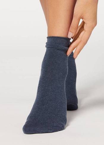 Calzedonia Ankle with Cashmere Short Ženske Čarape Tamnoplave | HR1850UT