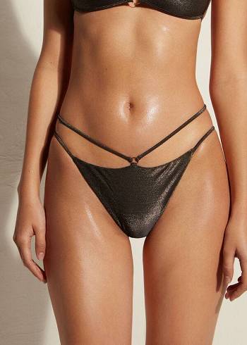 Calzedonia Brazilian Side String Hollywood Ženske Donji Dio Bikinija Crne | HR2871NB