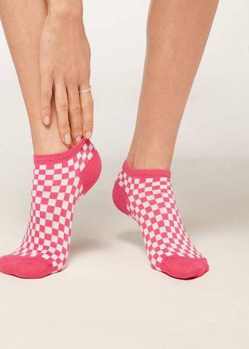 Calzedonia Checkered No-Show Ženske Čarape Roze | HR1919BC