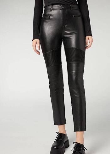 Calzedonia Coated Thermal Mršav Biker Ženske Tajice Crne | HR1559WY