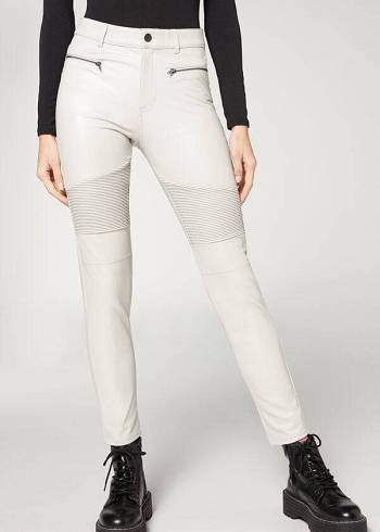 Calzedonia Coated Thermal Mršav Biker Ženske Tajice Bijele | HR1560EX