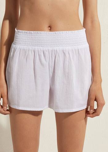 Calzedonia Cotton Shorts Ženske Cover Ups Bijele | HR2067HK