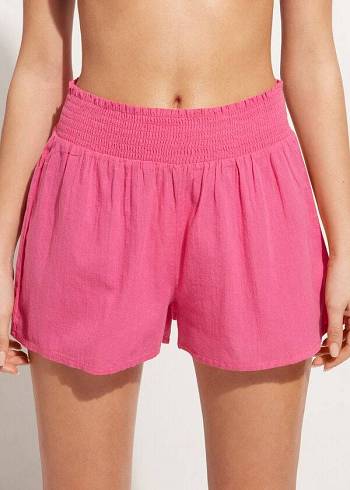 Calzedonia Cotton Shorts Ženske Cover Ups Roze | HR2068JJ