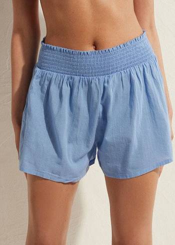 Calzedonia Cotton Shorts Ženske Cover Ups Plave | HR2073CE