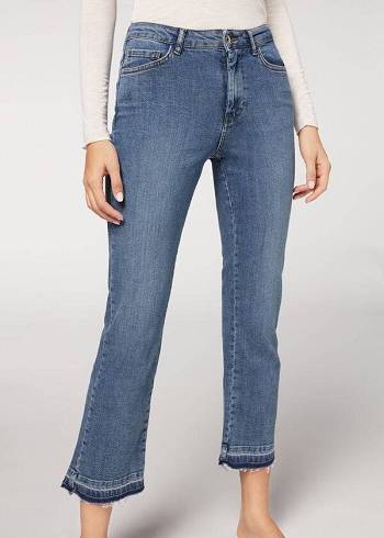 Calzedonia Cropped Flare Ženske Traperice Plave | HR1628LH