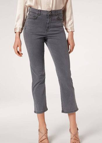 Calzedonia Eco Light Flared Cropped Denim Ženske Traperice Sive | HR1620AP