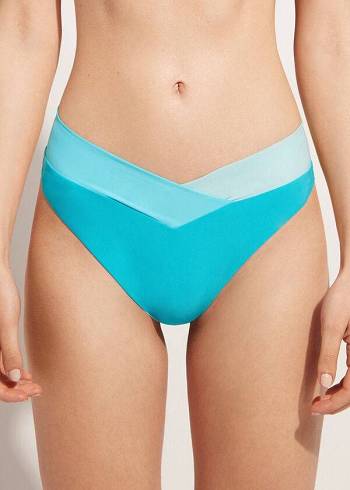 Calzedonia High-Cut Brazilian Azzorre Ženske Donji Dio Bikinija Tirkizne Zelene | HR2752WY