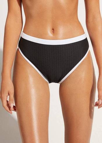 Calzedonia High Waist Coimbra Ženske Donji Dio Bikinija Crne Bijele | HR2769SO