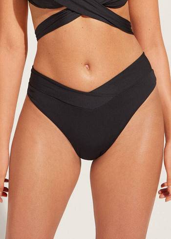 Calzedonia High-Waist V-Cut Brazilian Indonesia Ženske Donji Dio Bikinija Crne | HR2730BC