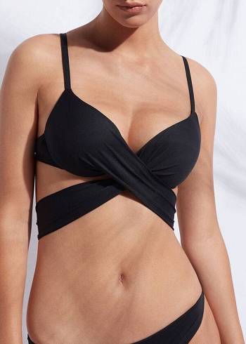 Calzedonia Indonesia Push Up Criss-Cross Straps Ženske Gornji Dio Bikinija Crne | HR2417DN