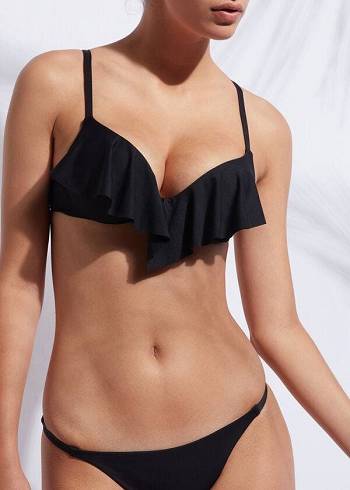 Calzedonia Indonesia Ultra Push Up Ruffle Ženske Gornji Dio Bikinija Crne | HR2415GL