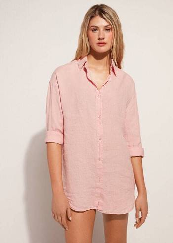 Calzedonia Linen Shirt Ženske Cover Ups Zlatne | HR2093HK