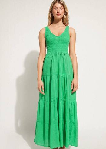 Calzedonia Long Dress with Ruffled Skirt Ženske Cover Ups Zelene | HR2090DN