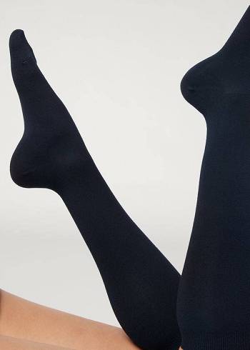 Calzedonia Long with Cashmere Ženske Čarape Plave | HR1942XF