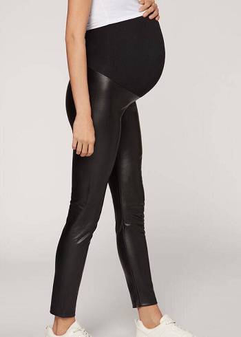 Calzedonia Maternity Coated Thermal Ženske Tajice Crne | HR1445KI