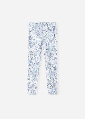 Calzedonia Paisley-Print Denim Dječje Tajice Bijele Plave | HR1055KI