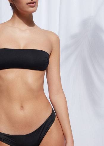 Calzedonia Podstavljena Bandeau Indonesia Strapless Ženske Gornji Dio Bikinija Crne | HR2381VD