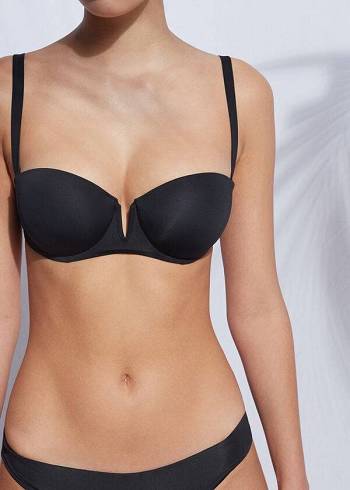 Calzedonia Podstavljena Push Up Indonesia Eco rosa Ženske Gornji Dio Bikinija Crne | HR2366SO