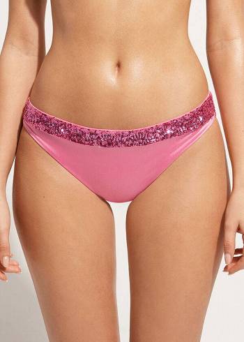 Calzedonia Sequined Cannes rosa Ženske Donji Dio Bikinija Roze | HR2651YU