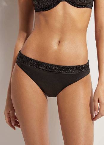 Calzedonia Sequined Cannes Ženske Donji Dio Bikinija Crne | HR2657MA