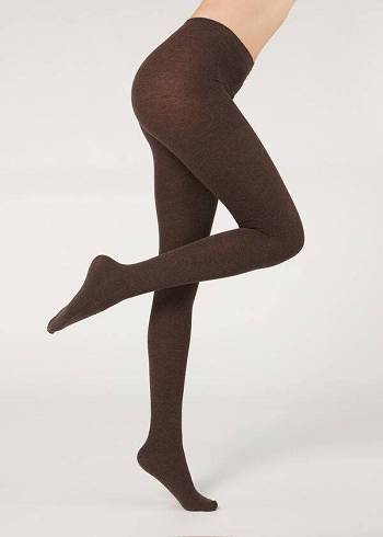 Calzedonia Soft Modal and Cashmere Blend Opaque Ženske Hulahopke Smeđe | HR3126PQ