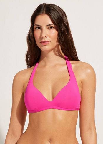 Calzedonia Soft Podstavljena Triangle Indonesia Ženske Gornji Dio Bikinija Roze | HR2225KI