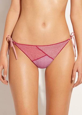 Calzedonia String Tie Lamé Lisbona Ženske Donji Dio Bikinija Roze | HR2570HK