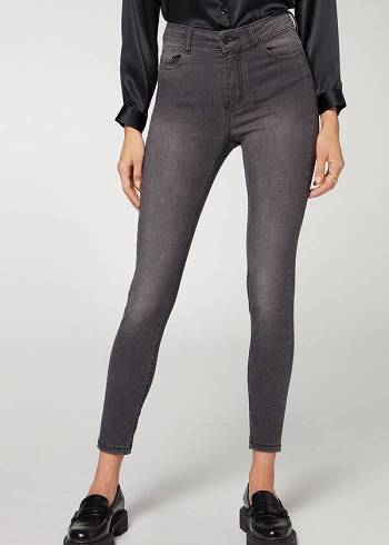 Calzedonia Super Flex Denim High Waist Superskinny Ženske Traperice Sive | HR1575KI