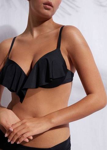 Calzedonia Super Podstavljena Push Up Indonesia Eco cobey Ženske Gornji Dio Bikinija Crne | HR2215IS