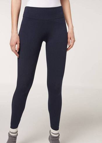 Calzedonia Supima Cotton Ženske Tajice Plave | HR1497KI