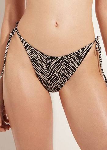 Calzedonia Thong Zebra Nairobi Ženske Donji Dio Bikinija Crne | HR2550PQ