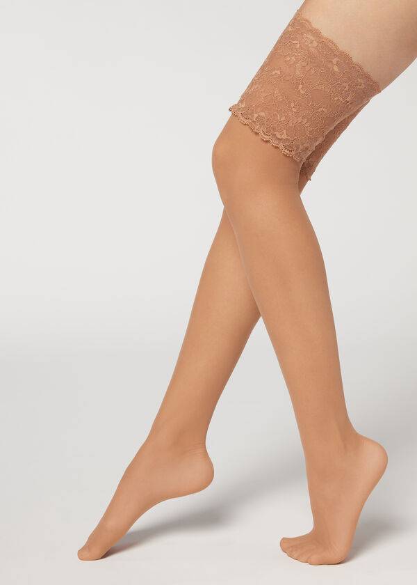 Calzedonia 20 Denier Opaque Thigh-Highs Ženske Stockings Bež | HR2954DN