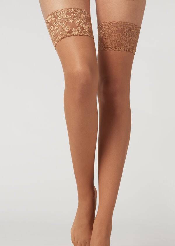 Calzedonia 20 Denier Sheer Thigh-Highs Ženske Stockings Bež Smeđe | HR2941MA