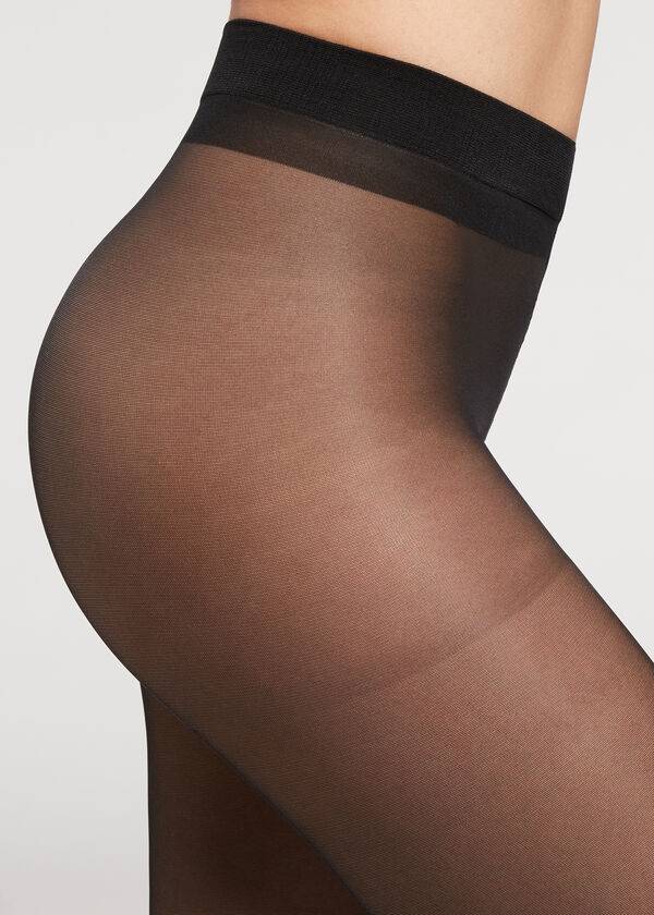 Calzedonia 30 Denier Sheer Shaping with Control Top Ženske Hulahopke Crne | HR3006YU