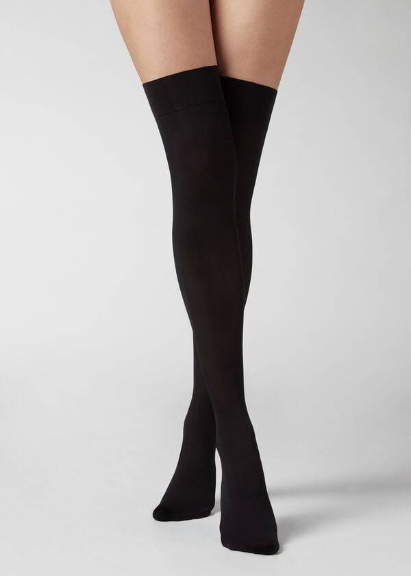 Calzedonia 50 Denier Opaque Microfiber Ženske Stockings Crne | HR2938EX