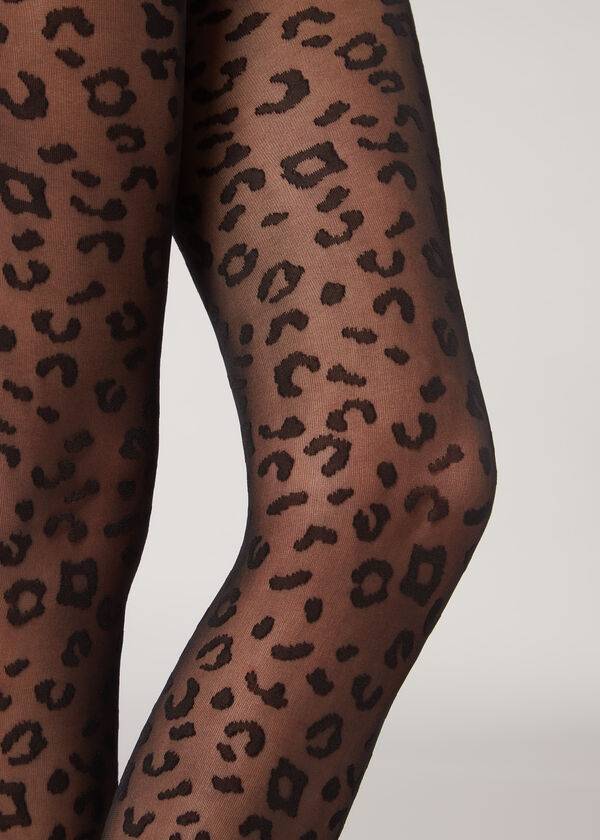 Calzedonia Animal Pattern 30 Denier Sheer Patterned Ženske Hulahopke Crne | HR3107WY