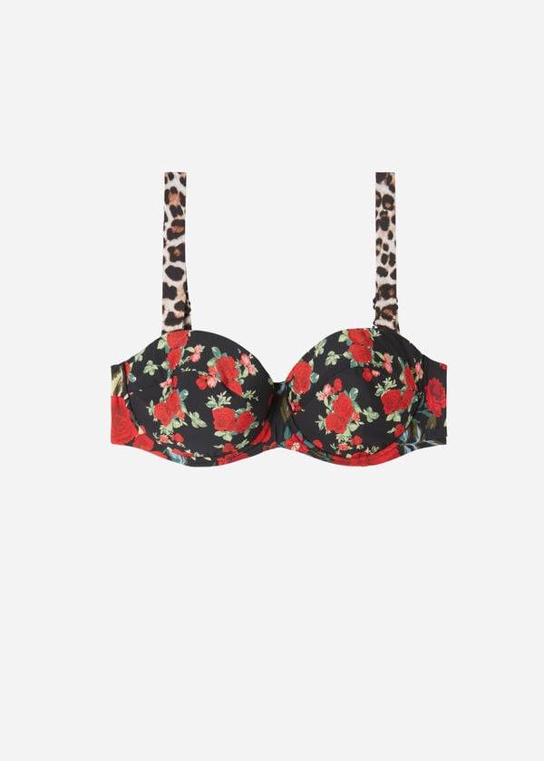 Calzedonia Bandeau Lightly Podstavljena Nizza Ženske Gornji Dio Bikinija Roze Crne | HR2497AP