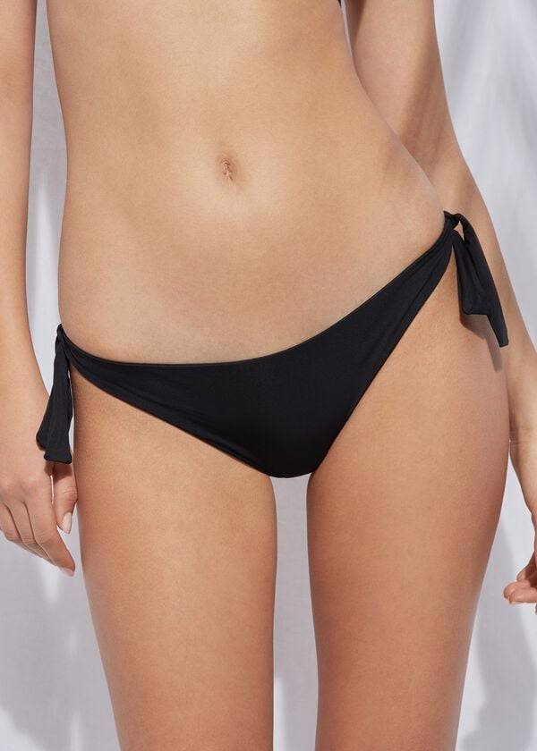 Calzedonia Bow Brazilian Indonesia Eco Ženske Donji Dio Bikinija Crne | HR2893EX