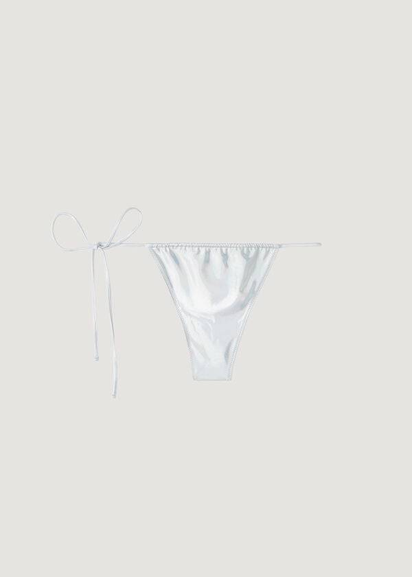 Calzedonia Coated-Effect String Thong Daytona Ženske Donji Dio Bikinija Srebrne | HR2824QZ