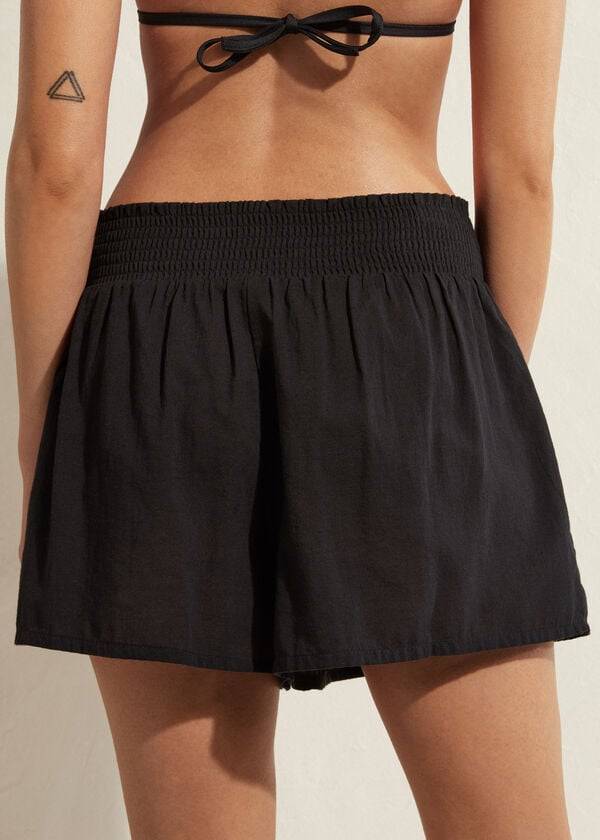 Calzedonia Cotton Shorts Ženske Cover Ups Crne | HR2066GL