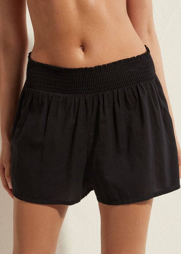 Calzedonia Cotton Shorts Ženske Cover Ups Crne | HR2066GL