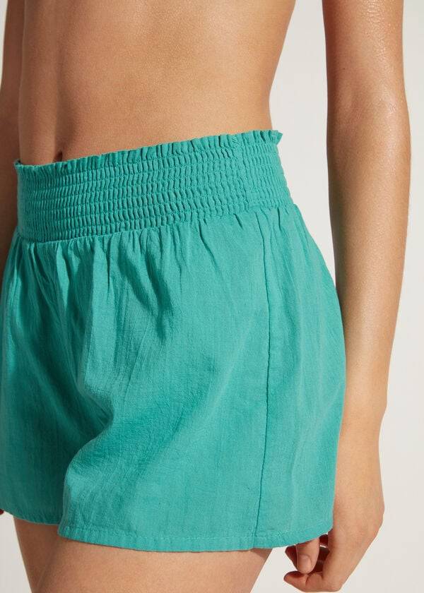 Calzedonia Cotton Shorts Ženske Cover Ups Tirkizne | HR2072XF