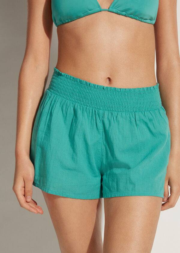 Calzedonia Cotton Shorts Ženske Cover Ups Tirkizne | HR2072XF