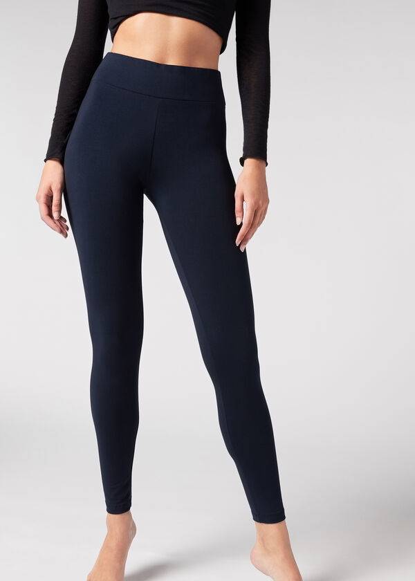 Calzedonia Cotton Ženske Tajice Plave | HR1553CE