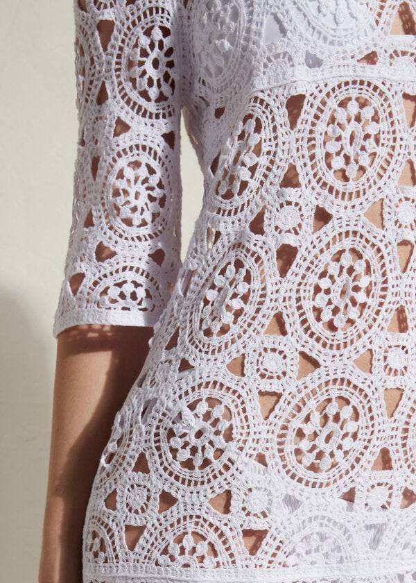 Calzedonia Crochet Dress Ženske Cover Ups Bijele | HR2120JJ