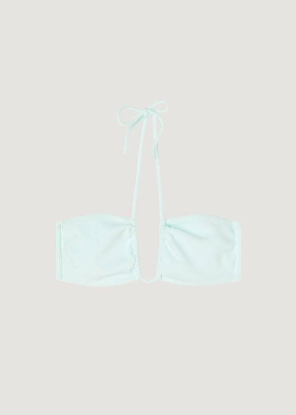 Calzedonia Drawstring Bandeau Beverly Hills Eco Ženske Gornji Dio Bikinija Plave | HR2481QZ